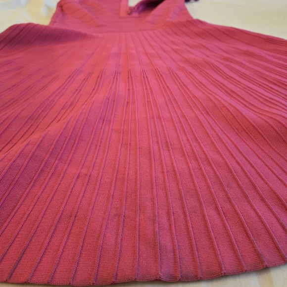 Pink Tartan | Hot Pink Fit & Flare Pleated Sleeveless Dress | Size S - Picture 9 of 10